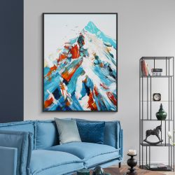 纯手绘油画肌理色彩雪山风景客厅沙发背景墙装饰画